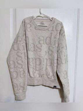 adidas kids Heather Light Gray Allover Logo Crewneck Sweatshirt